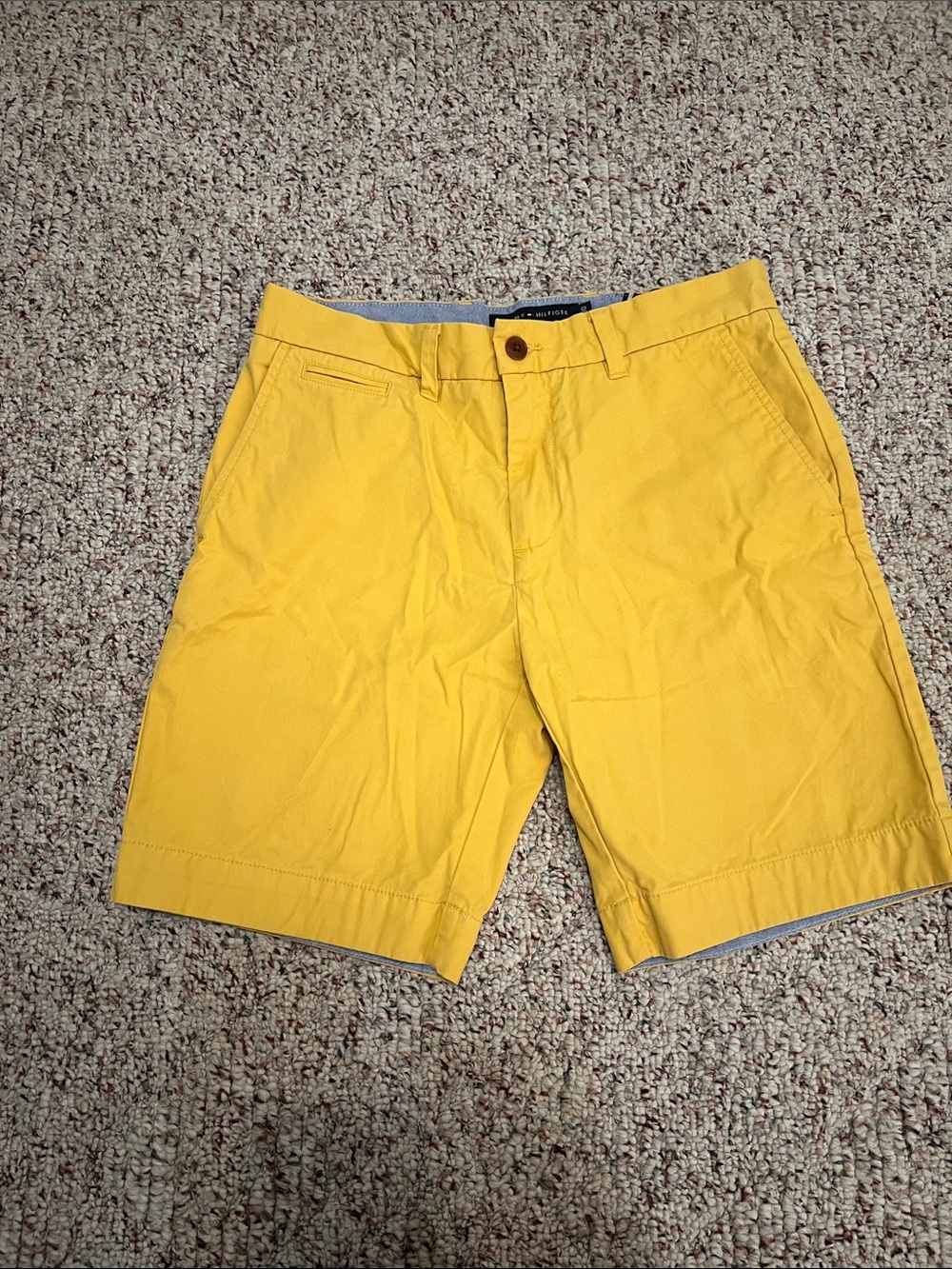 Tommy Hilfiger Yellow Cotton Chino Flat-Front Shorts